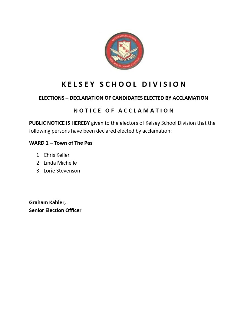 Notice of Acclamation