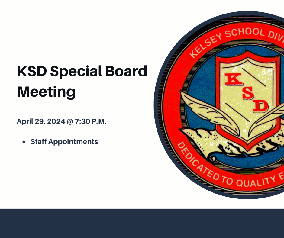 Special Board Meeting April 29, 2024 at 7:30 p.m.